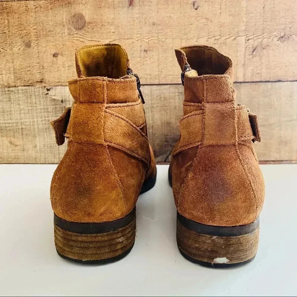 NWOT Born Jorgette Suede Distressed Boho Buckle Ankle Booties - Picture 4 of 6